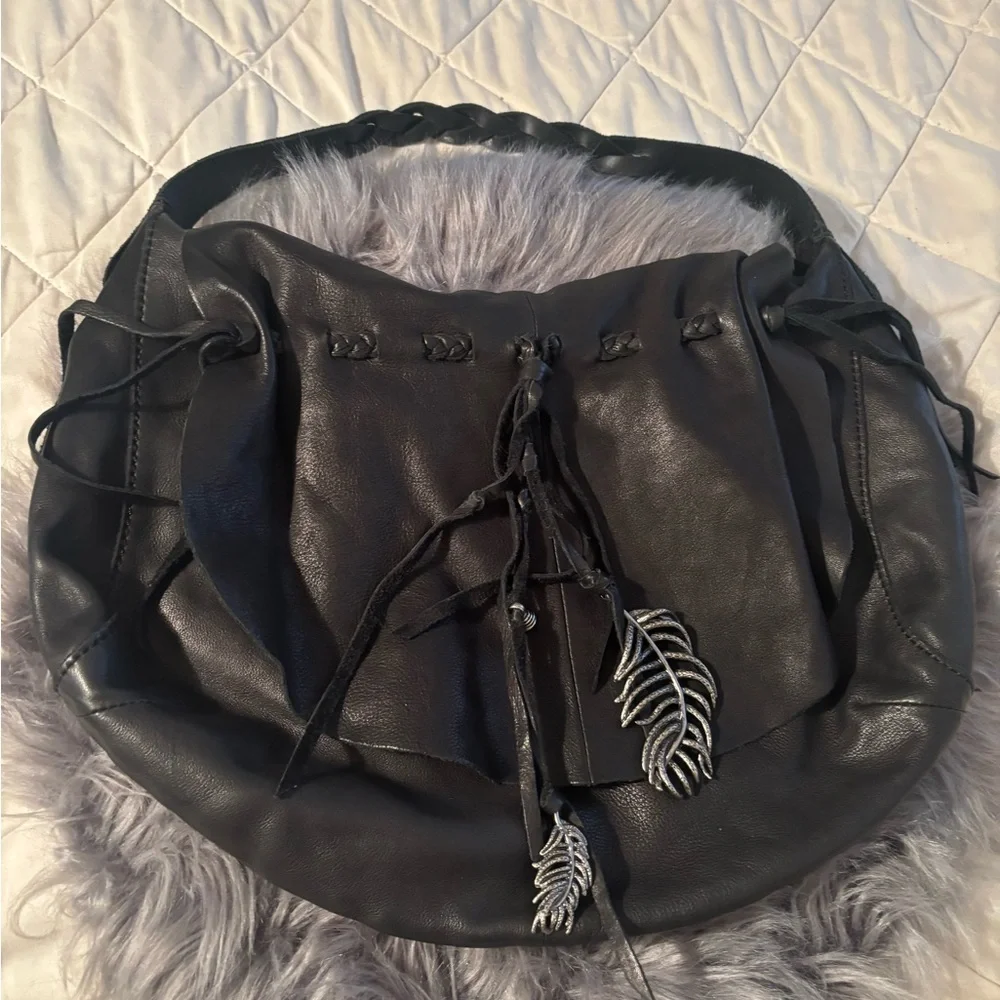 Lucky Brand Black Leather Hobo Bag